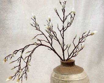 Artificial Faux Magnolia Branch, Flower Bud, Magnolia Flower, 39" Tall, Realistic, Luxury High Quality Stem, Wedding Home Table Vase Decor