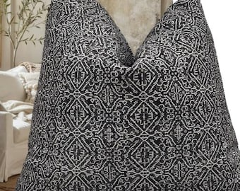 Gray Block Printed Cotton Linen Pillow Cover - Double Sided 20x20