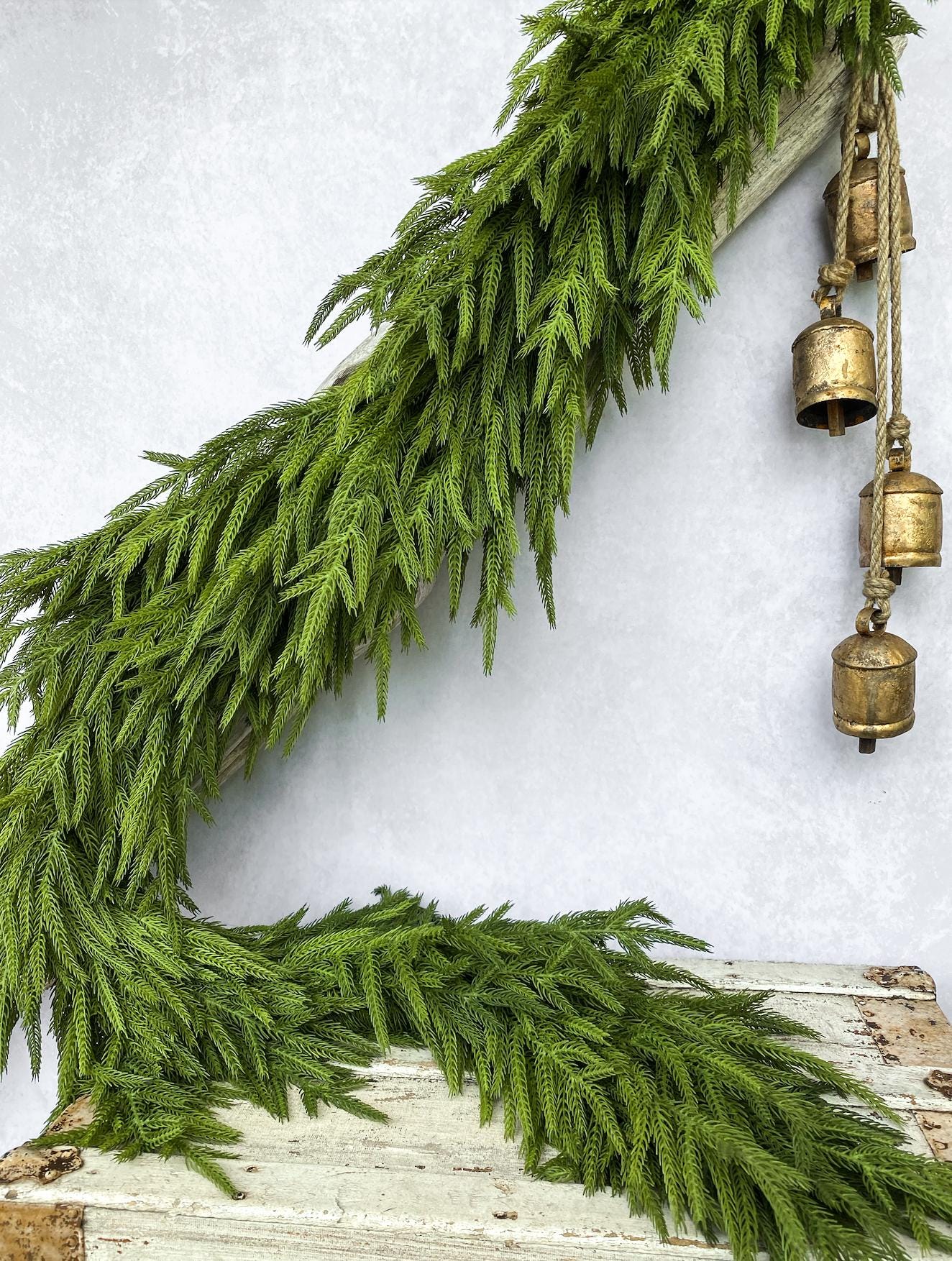 Authentic Artificial Real Touch Norfolk Pine Garland 6'. Christmas. Holiday. Greenery. Christmas Garland. Mantel. New Design. Farmhouse. Big