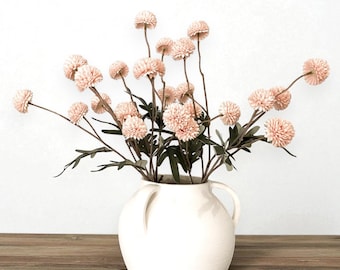 Artificial Silk Dandelion Ball Flower Stem. Chrysanthemum Flower. 20&quot; Tall. Pink. Wedding Floral. Home Decor. Spring. Summer. Pompon. Fall