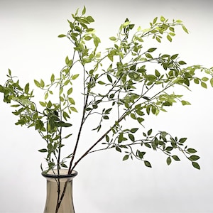 One Artificial Faux Ficus Branch Stem Nice and Full 41" Long Real Look Green Vase Floral Arrangement Material is Plastic