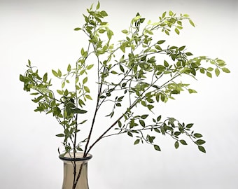 One Artificial Faux Ficus Branch Stem Nice and Full 41" Long Real Look Green Vase Floral Arrangement Material is Plastic