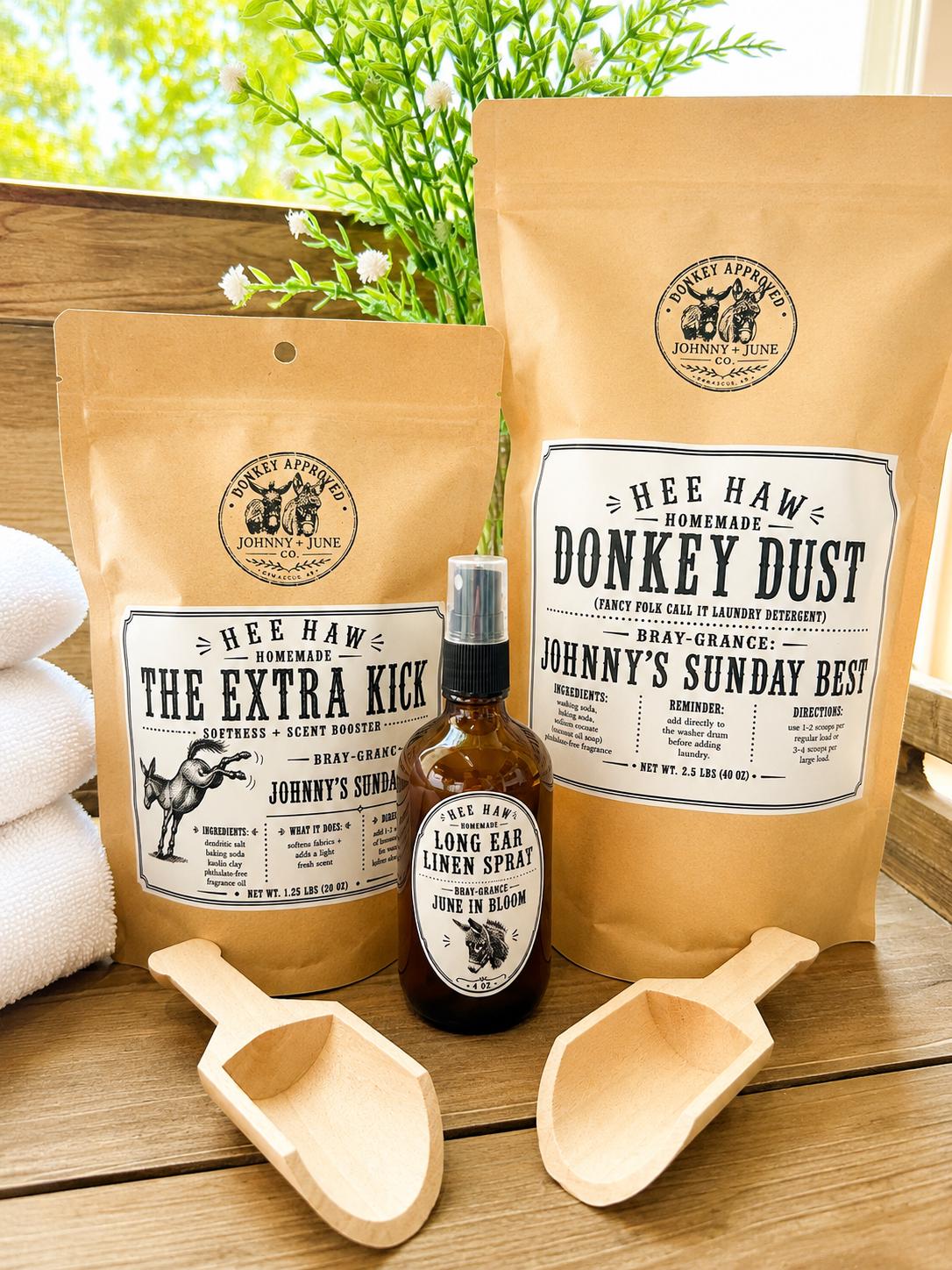 Farmhouse Bundle Laundry Detergent, Scent Booster & Linen Spray Handmade Laundry Gift Set