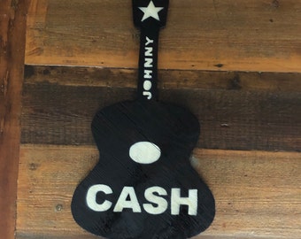 Johnny Cash Guitar - Man in Black - Wood Art