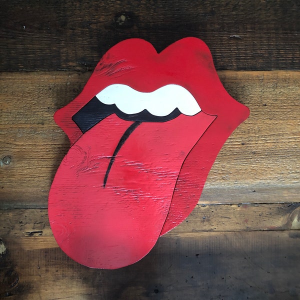 The Rolling Stones I Tongue & Lips Logo I Wood Art