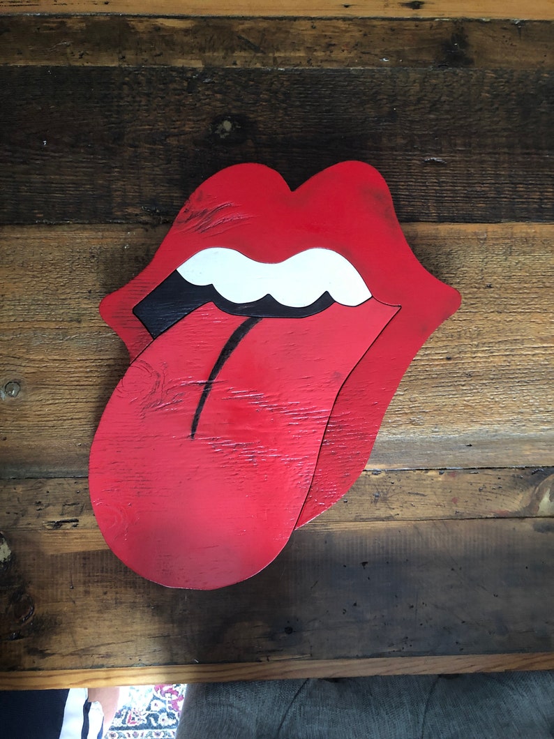 The Rolling Stones I Tongue & Lips Logo I Wood Art image 1