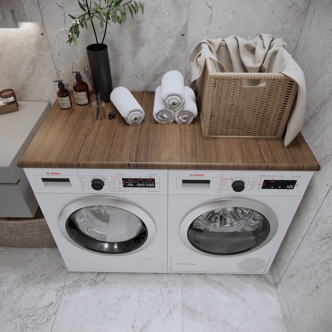 Solid Pine Wood Washer and Dryer Topper Wooden Countertop for Etsy