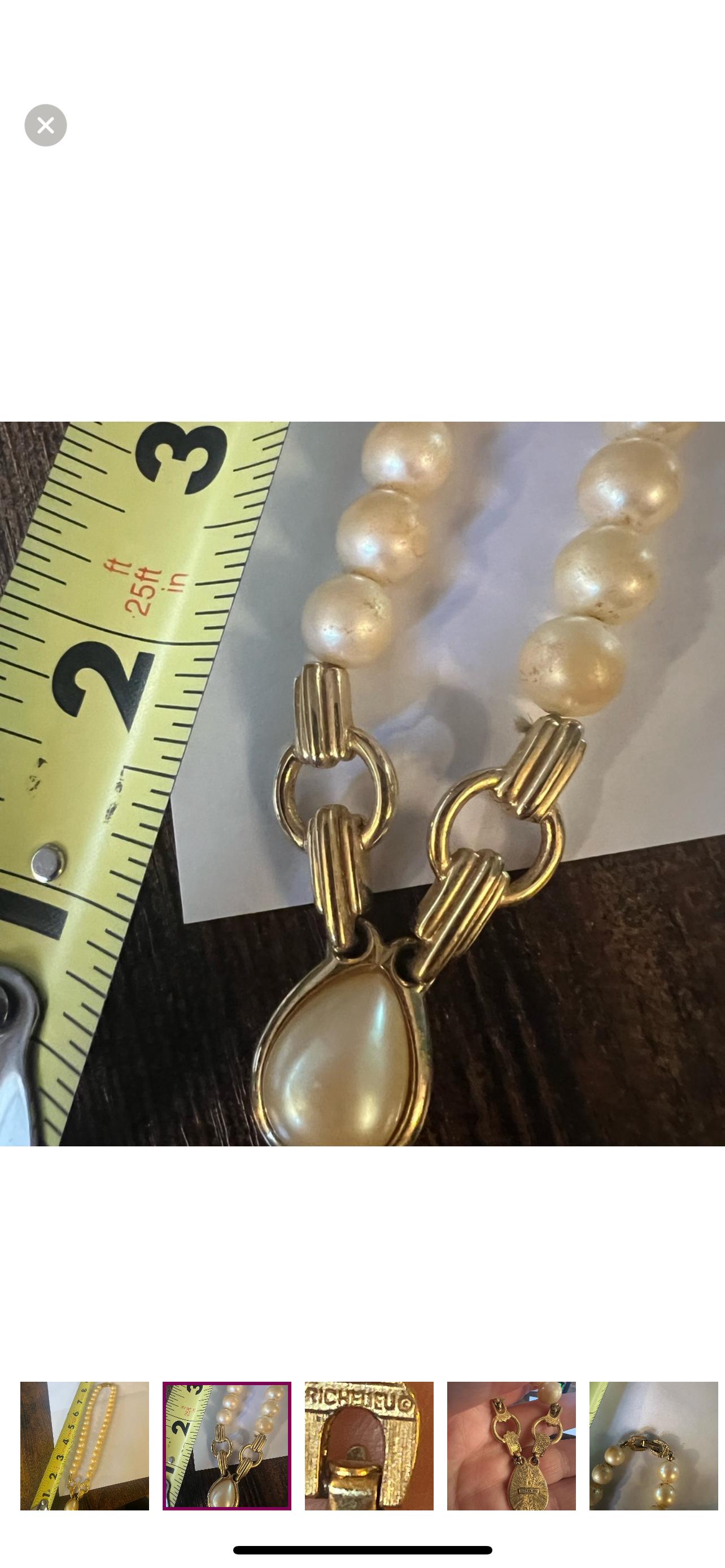 Collier De Perles Faux Richelieu Double Brin Doré - Bijou Vintage Occasion