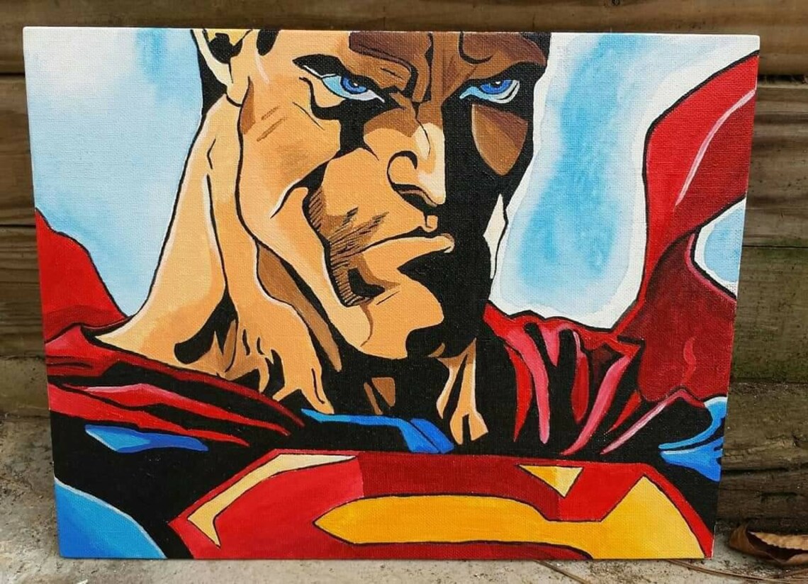 11x14 Superman Acrylic painting on canvas panel Etsy