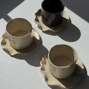Handgemaakte Nerikomi-mokkenset: gemarmerd aardewerk, 8 oz, set van 3