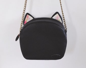 Mini kattentas - schoudertas - damestas - kattenoren tas - gepersonaliseerde tas - manga tas