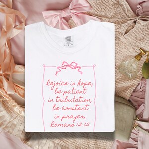 Inspirational Quote T-Shirt - Rejoice in Hope, Christian Gift, Faith-Based Tee, Motivational Apparel, Casual Wear, Girls tshirt, Mom t-shirt