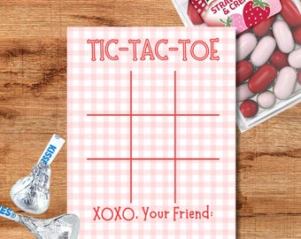 Printable Classroom Valentines Day Card Tic Tac Toe Valentine Card Gingham Print Valentine Game Valentines Card Kids Valentines for School