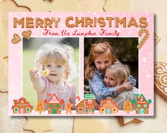 Gingerbread Christmas House Christmas Card Christmas Cookie Card Holiday Cookie Card Gingerbread Custom Gingerbread Card Photo Holiday Card