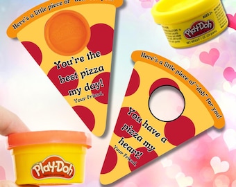Printable Classroom Valentines Day Card Pizza Valentines Playdoh Valentines Valentine Card No Candy Valentines Card Easy Valentines