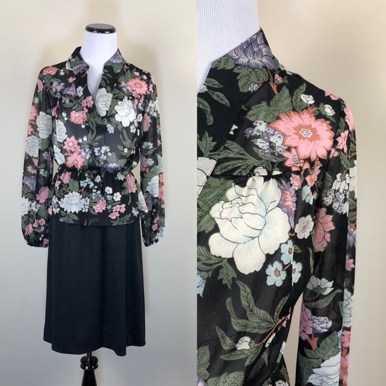 black floral sheer dress