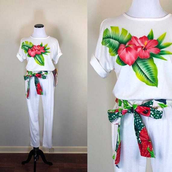 80’s Floral Jumpsuit