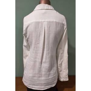 Free People White Linen Blend Roll Tab Sleeve Button Down Shirt/Jacket Small S/P image 5