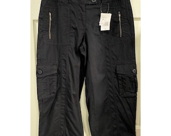 Cabi Onyx Black Ripstop Cotton Cargo Capri Pants Style Womens Size 6 NWT