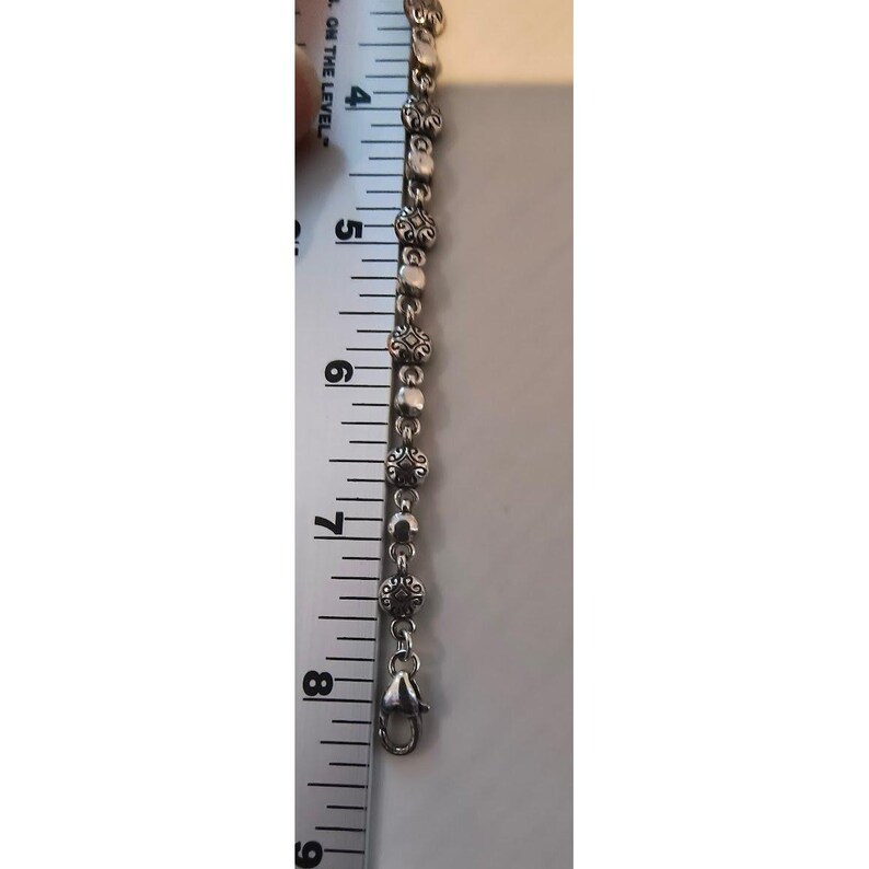 Brighton Silver Gold Heart Charm Bracelet Crystal Scrollwork Two Tone 8 Inch Bild 5