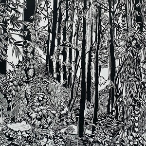 The Faraway Forest, Original Handcarved  Linocut Print.