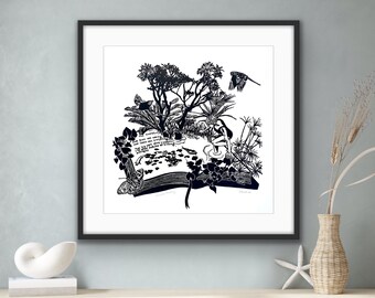 Original Linoprint ‘Immersive Reading’ | DIGITAL DOWNLOAD | Blockprint Style | Printable Art