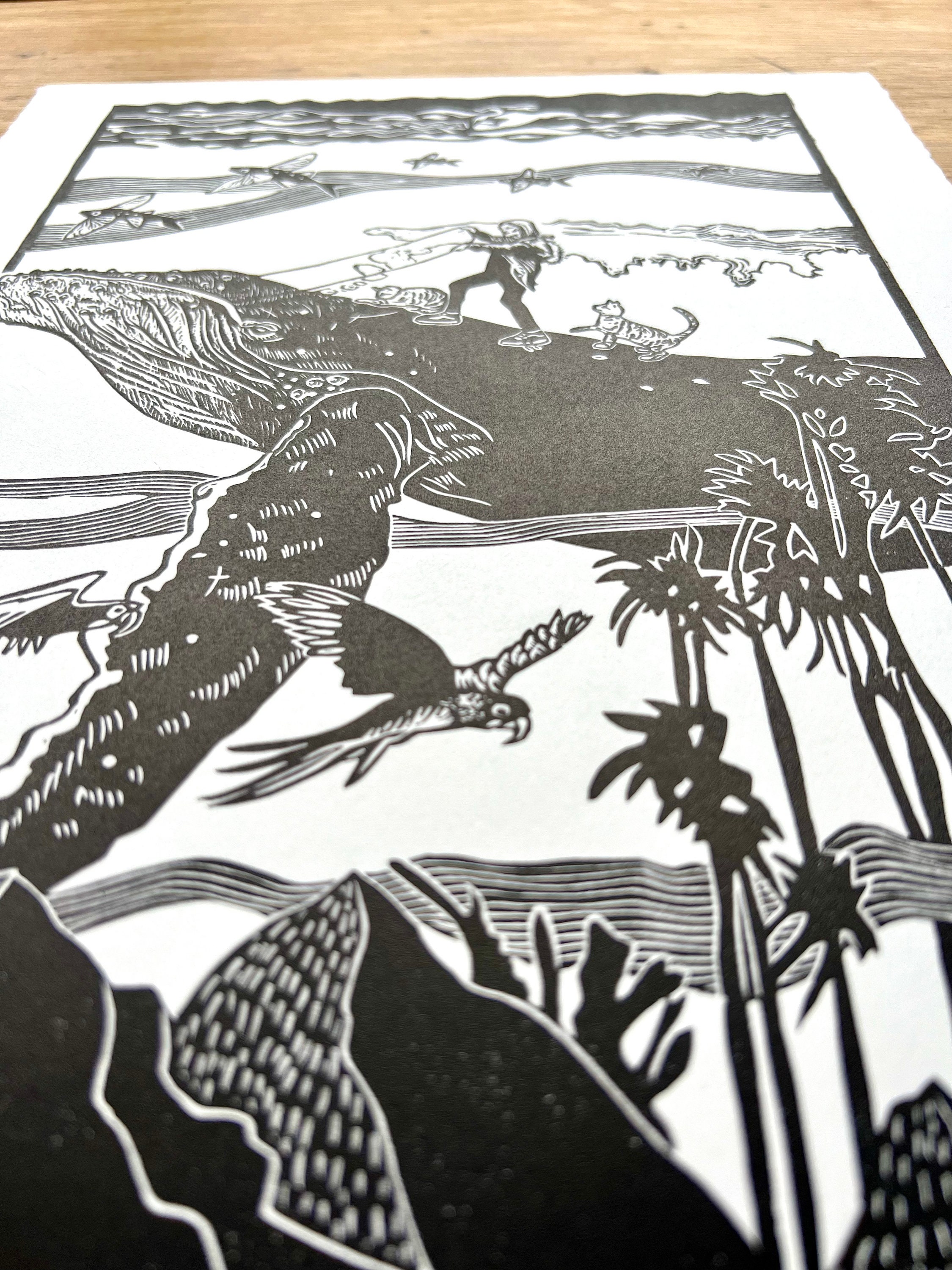 The Explorer, Original Linocut Print, Hand Printed, Signed - Etsy