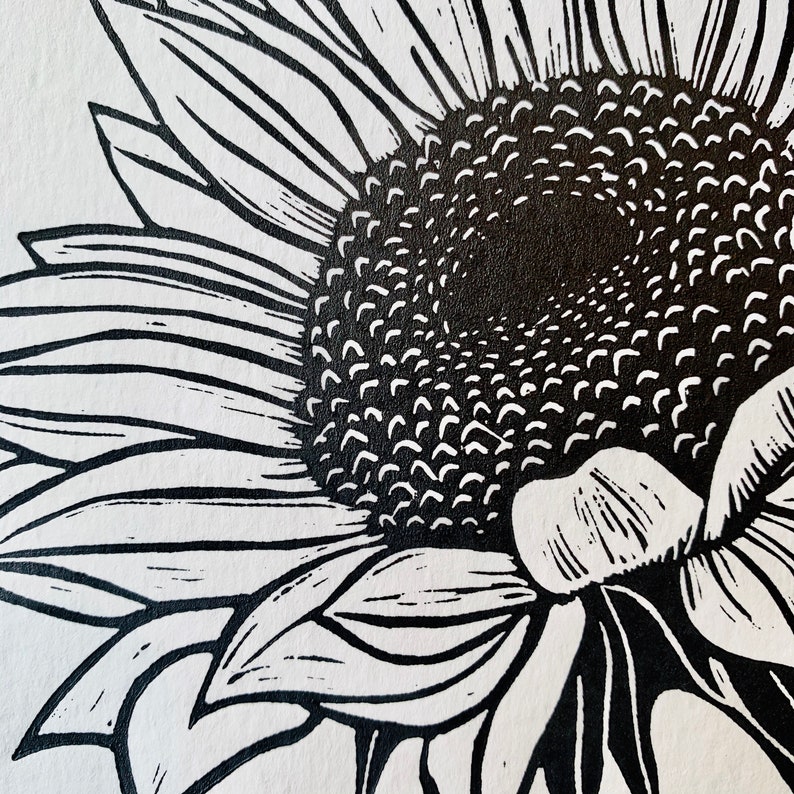 Sunflower, A5 Original Linocut Print image 3