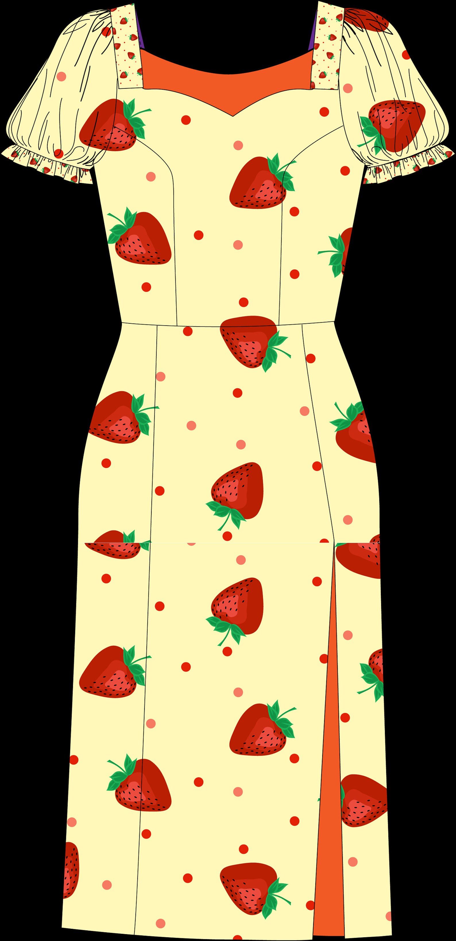 Dress with Puffed Sleeves Pattern PDF download sew Puffy Etsy