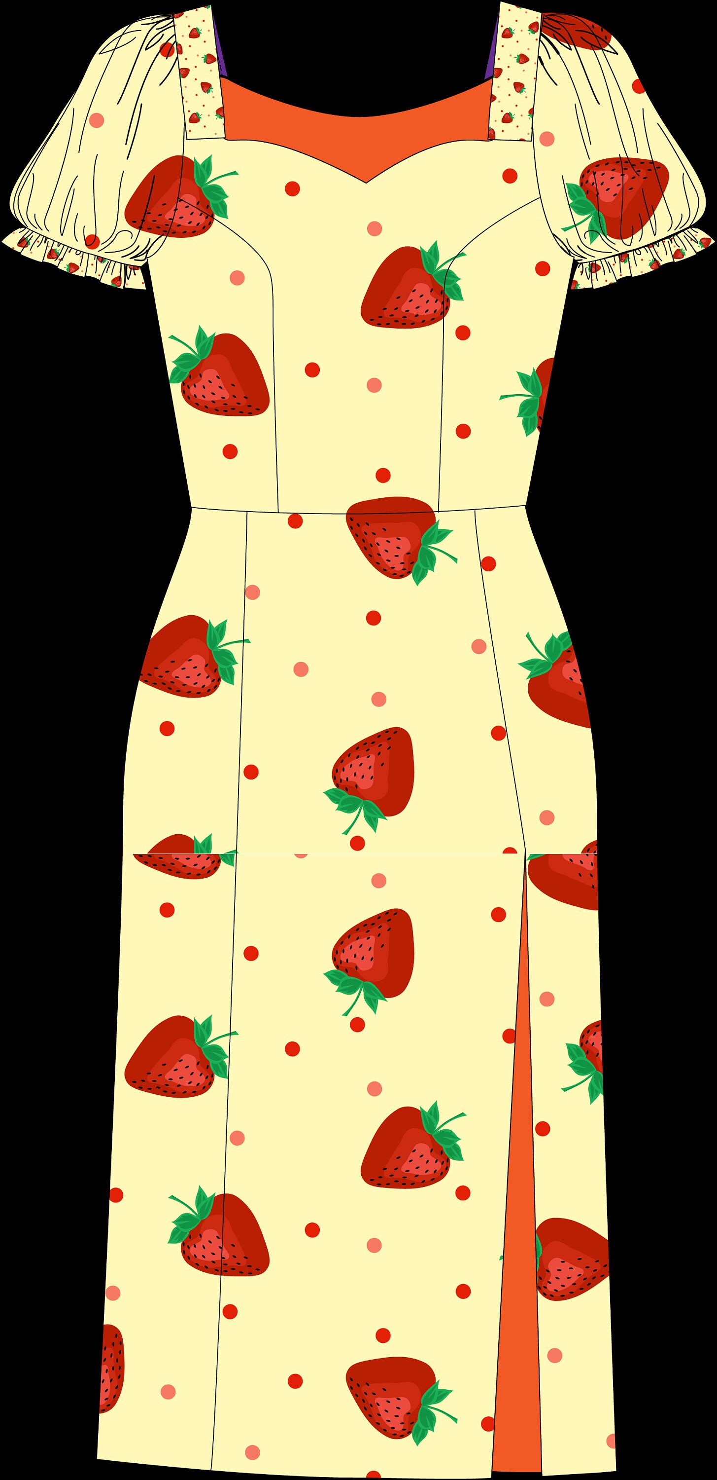 Dress with Puffed Sleeves Pattern PDF download sew Puffy Etsy