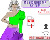 One Shoulder Top with Puffy Juliet Sleeve Pattern PDF download sew, Puffy Sleeve sewing, Boho pattern, Trendy pattern, 2021, show stopper