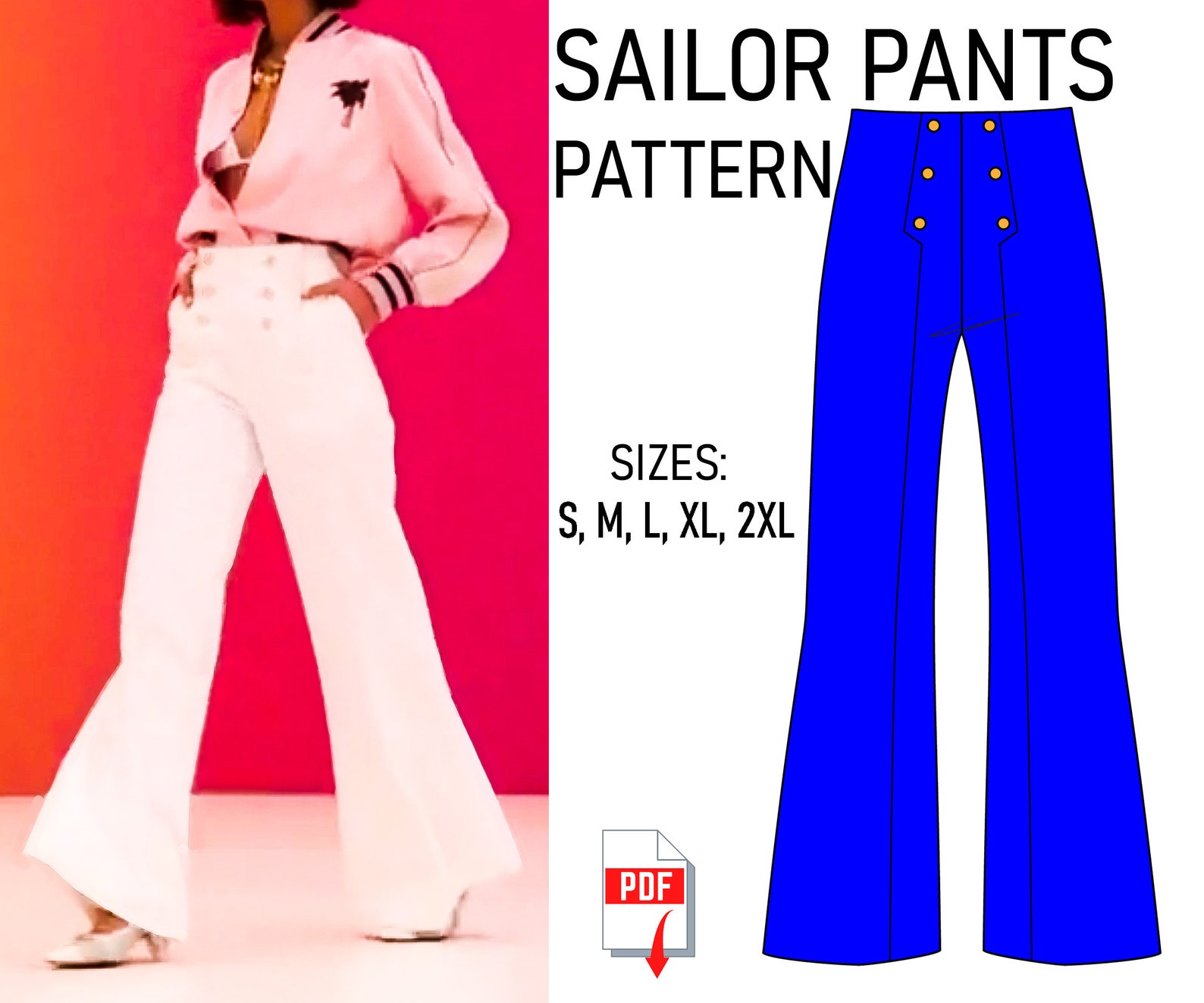 Sailor Pants Female PATTERN PDF download sew diy Ice Etsy