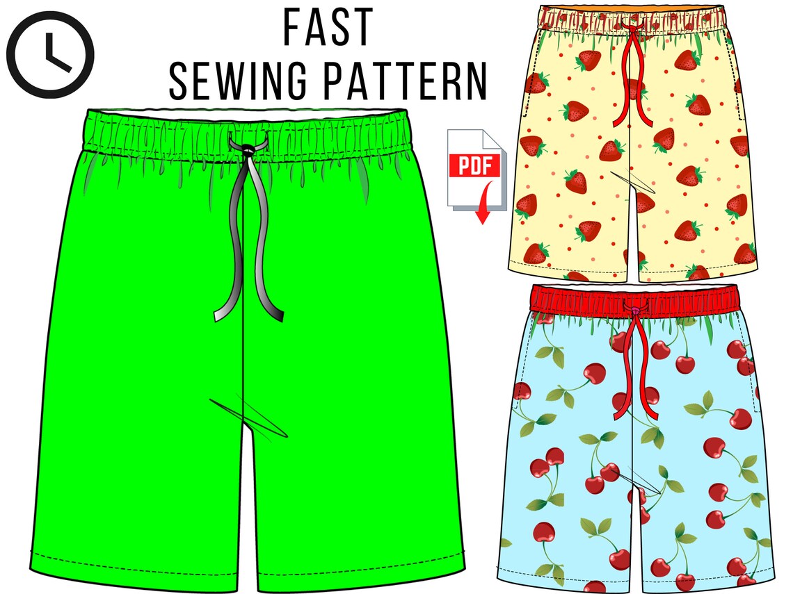 Shorts Swimwear PATTERN Men' PDF download sew diy Etsy