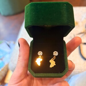 Africa Map Drop Earrings with Crystal Studs | South African-Inspired Jewellery Gift image 5