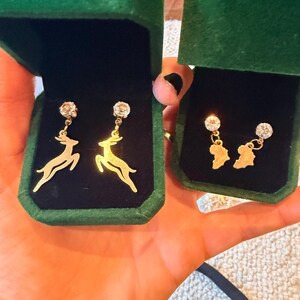 Bokke Antelope Drop Earrings with Crystal Studs | Gold-Coloured South African-Inspired Gift image 10