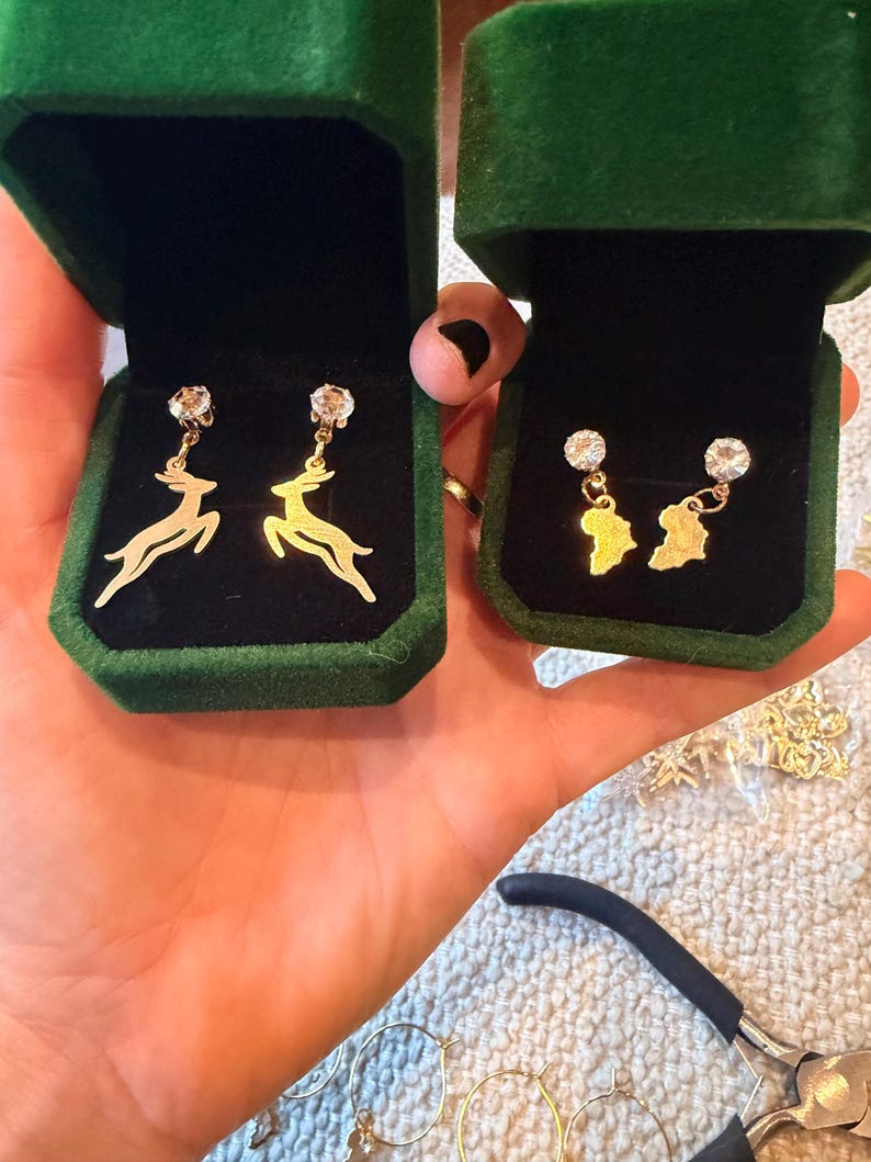 Africa Map Drop Earrings with Crystal Studs | South African-Inspired Jewellery Gift image 6