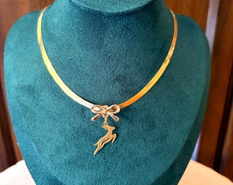 Bokke Antelope Bow Necklace | 18-Inch Gold-Coloured Herringbone Chain | South African-Inspired Gift