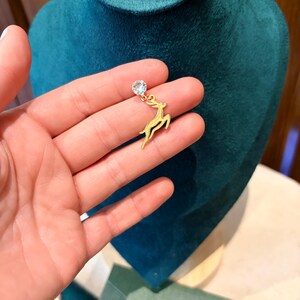 Bokke Antelope Drop Earrings with Crystal Studs | Gold-Coloured South African-Inspired Gift image 9