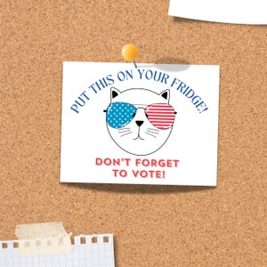 Cutest Cat Don&#39;t Forget to Vote Blank Back Postcard, Voter Postcards, Blank Postcards, Postcard to Voter,White Postcard, 4x6 postcards, GOTV