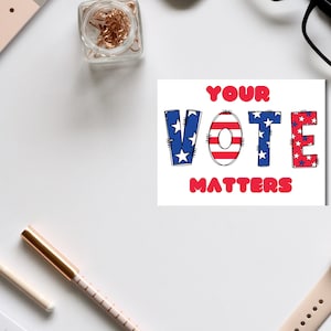 Your Vote Matters Patriotic Blank Back Postcard, Don&#39;t Forget to Vote, Vote, Blank Postcards, Postcard to Voter,  White Postcards, GOTV