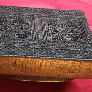 Wooden Stamp for Indian Batik. Block with traditional floral motifs.