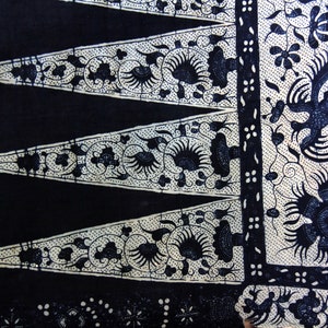 Rare Vintage Silk Batik: Indigo Parang & Floral Pagi-Soré