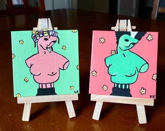 Miniature Acrylic Painting with Easel - Character Busts