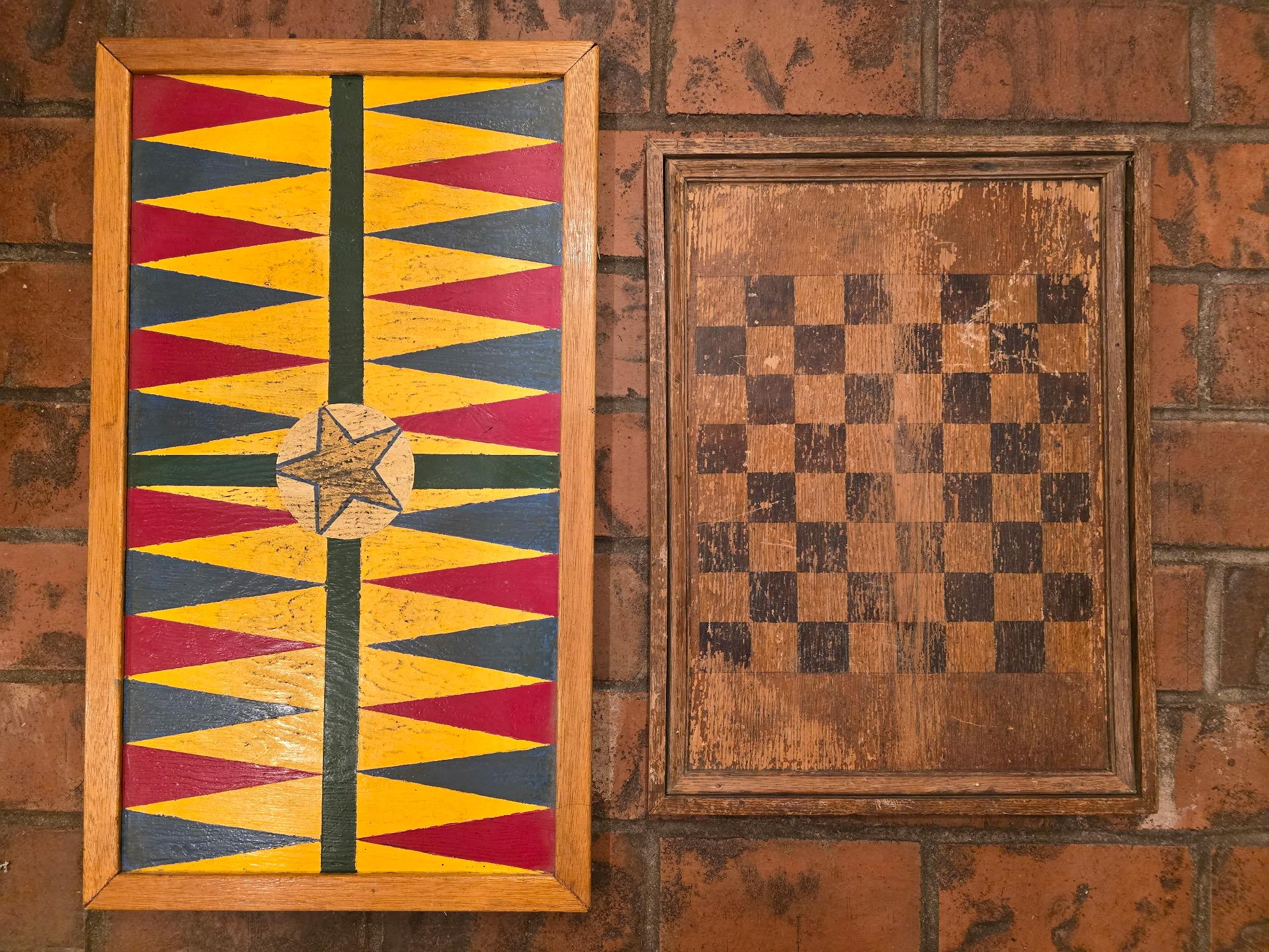 Vintage, rustic handmade wooden game boards. Includes one each checkers and backgammon*Free US Shipping