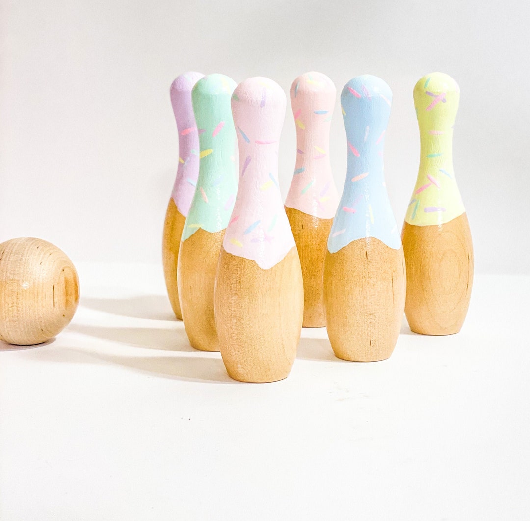 Waldorf Ice Cream Sprinkles Color Block Wooden Mini Bowling Set ...