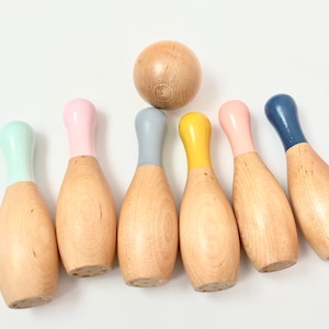 Waldorf BOHO wooden bowling set, toddler game