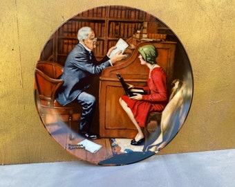 Norman Rockwell,The Professor The RocHeritage Collection,1986,Vintage Porcelain Plate,Plate Collection,Collectors Plate,Rare Plate,Gift