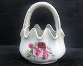 Vintage Formalities Baum Bros,Victorian Rose Collection,Porcelain Basket,Decorative Basket,Porcelain Vase,Rare Basket,Vase Basket,Porcelain