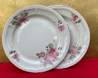 Vintage Roseland Gibson Housewares Dinner Plates: Pink Floral Set