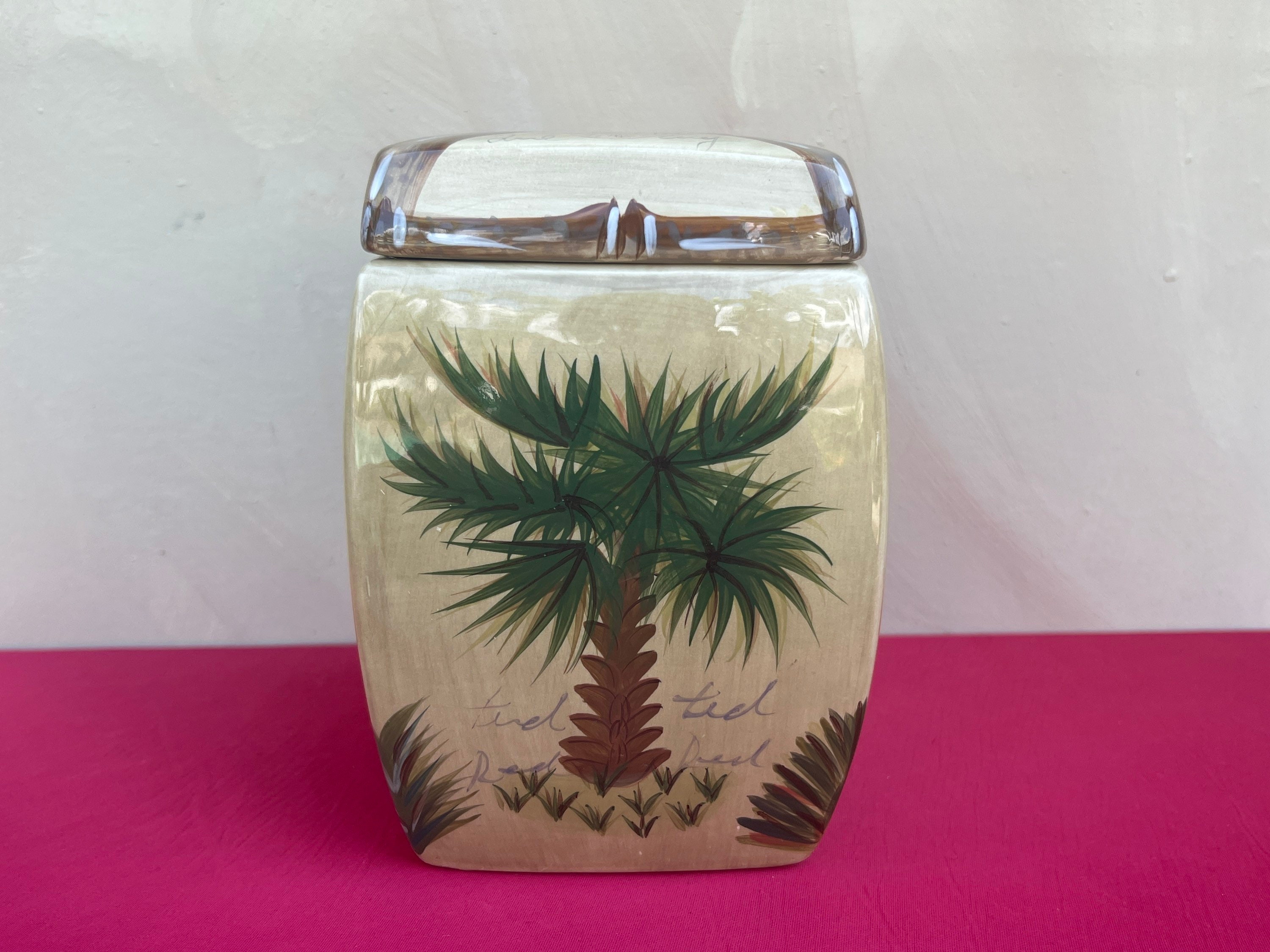 Tabletops Unlimited Bora Bora Palm Tree Canisterdecorative Etsy